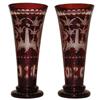 Image 1 : Pair Bohemian Ruby Flashed Etched Vases #2381585
