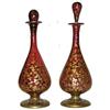 Image 1 : Pair Bohemian Gilded Ruby Glass Decanters #2381586