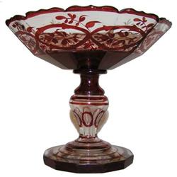 Bohemian Ruby Red Glass Compote #2381594