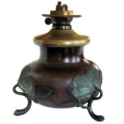 Meiji Japanese Brass Kerosene Oil Lamp #2381611