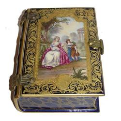 Antique Sevres Style Porcelain Book Form Box #2381630