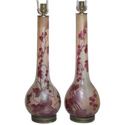 Pair Legras Cameo Glass Table Lamps #2381637