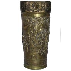 Medieval Style Brass Repousse Umbrella Stand #2381829