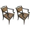Image 1 : Pair Regency Parcel-Gilt Caned Armchairs #2381884