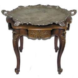 Georgian Style Tray Table with Silver Tray #2381895