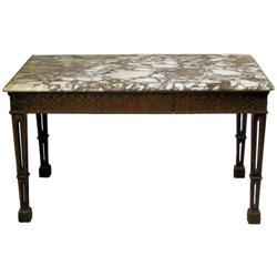 Gothic Revival Marble Top Mahogany Table #2381905