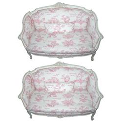 Pair Antique Louis XV Style Settees Sofas #2381910