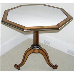 Octagonal Marble Inlaid Tripod Table #2381912
