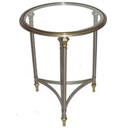 Mid-Century Nickel & Brass Gueridon Side Table #2381924