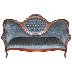 Victorian Blue Velvet Upholstered Sofa #2381935