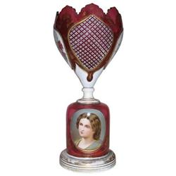 Bohemian Ruby Red Glass Portrait Vase #2382200