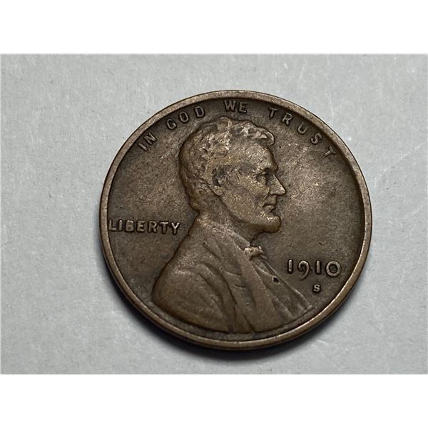 1910 S Lincoln Cent Wheat Penny