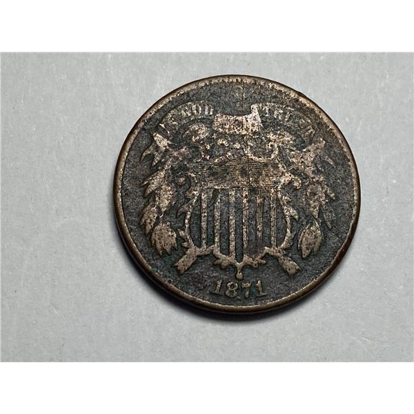 1871 2c Two Cent Piece