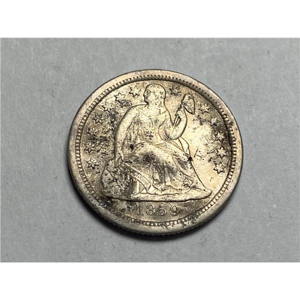 1859 S Seated Liberty Dime