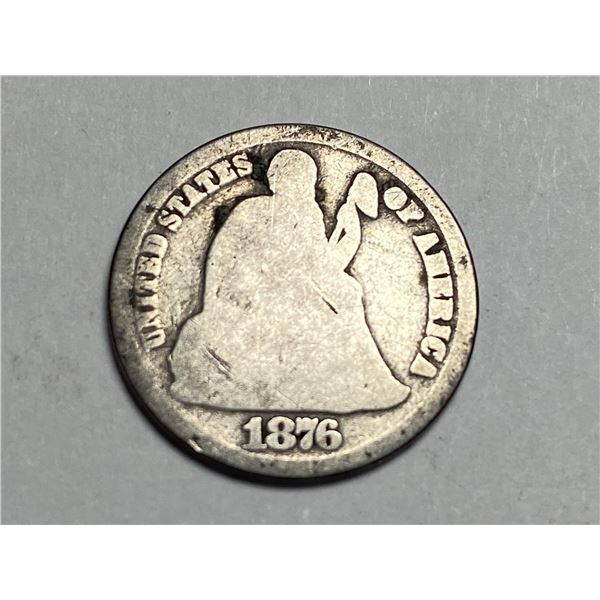 1876 CC Seated Liberty Dime