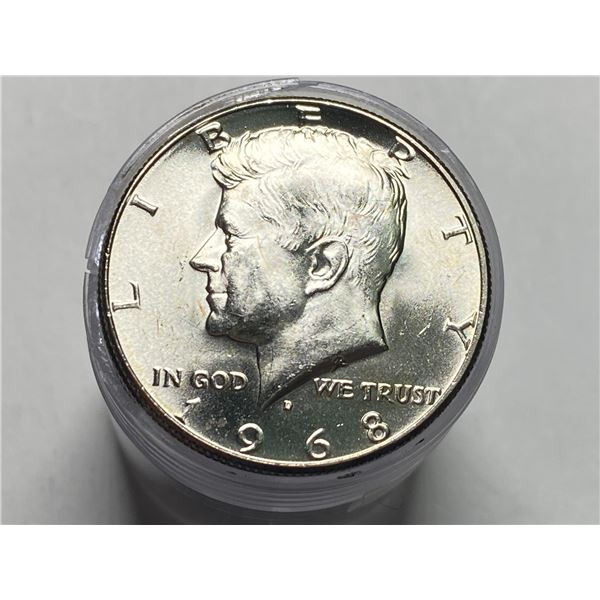 1968 D Kennedy Silver Half Dollar 20 Coin Roll
