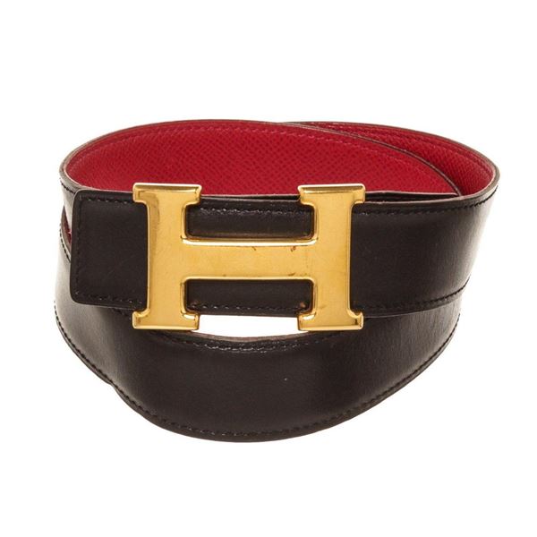 Hermes Black Leather Constance Belt