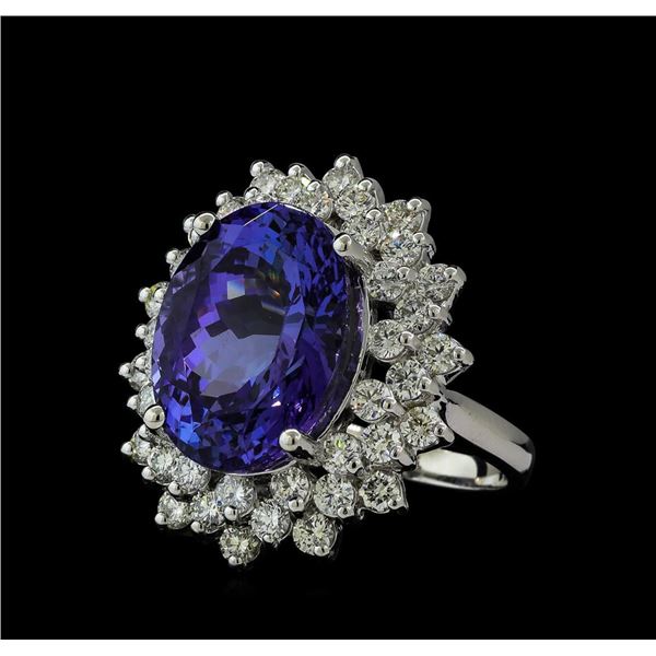 12.04 ctw Tanzanite and Diamond Ring - 14KT White Gold