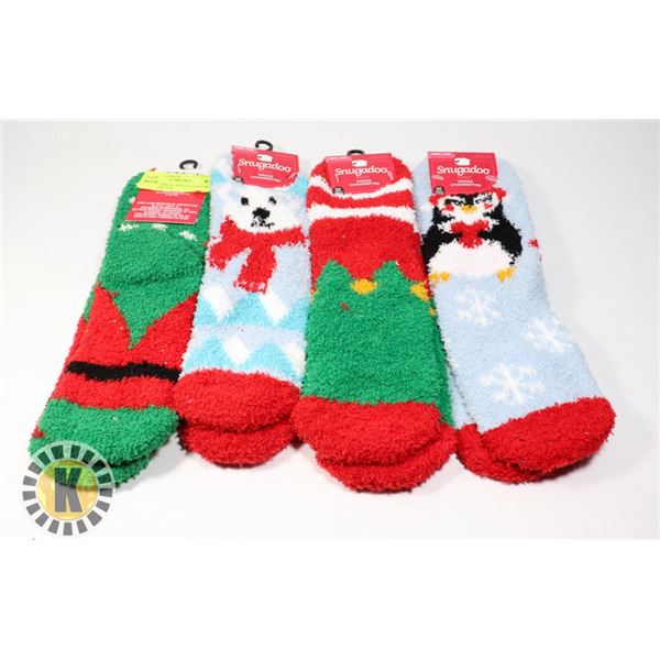 4 NEW PAIRS OF ADULT CHRISTMAS SOCKS ONE SIZE