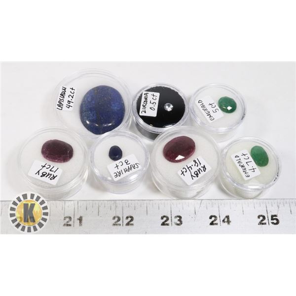 x7 GENUINE RUBY, EMERALD, SAPPHIRE, LAPIS LAZULI G