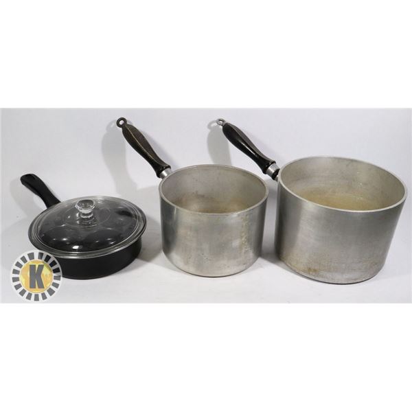 2 COOKING POTS AND 1 PAN