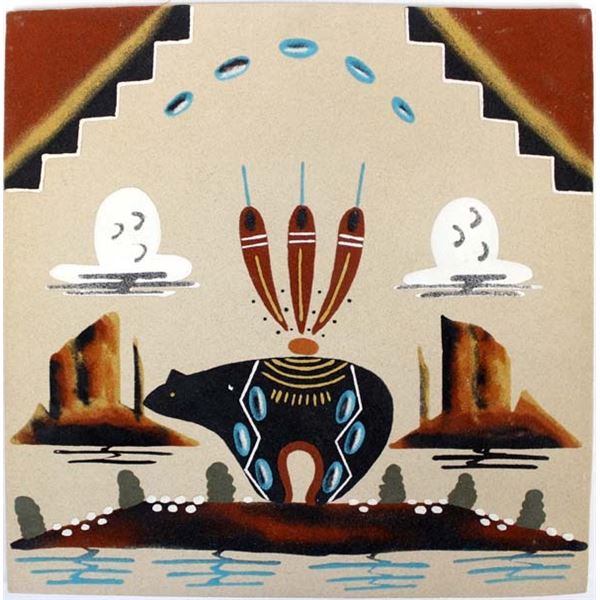 Sand Painting ''Bear & Scenery'' by Tommy Laughing