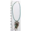 Image 7 : Large Taxco Sterling Turquoise Pendant Necklace