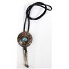 Image 1 : Navajo Silver, Turquoise & Copper Bolo Tie