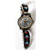 Image 1 : Navajo Sterling Turquoise & Coral Watch Band