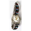 Image 3 : Navajo Sterling Turquoise & Coral Watch Band