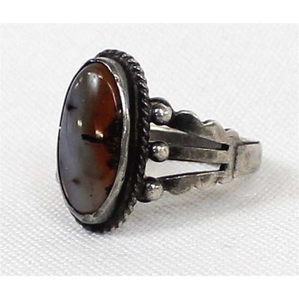 Route 66 Sterling Agate Ring, Size 7.5
