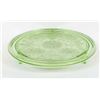 Image 1 : Antique Green Vaseline Footed Sunflower Cake Plate