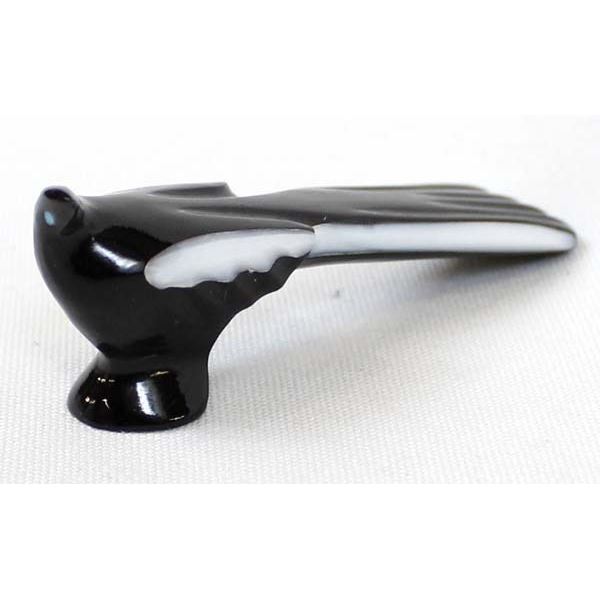 Zuni Black Marble White Wing Raven Fetish