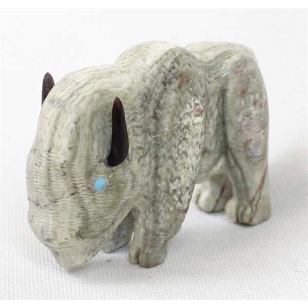 Zuni Picasso Marble Buffalo Fetish by M. Laweke