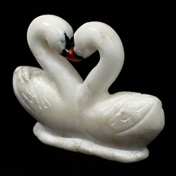 Zuni Alabaster Double Swan Fetish by H. Pincion