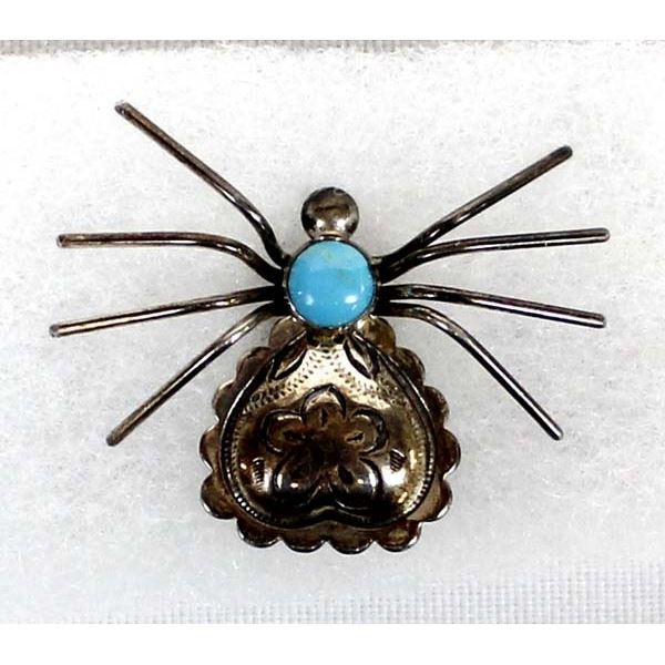 Sterling Turquoise Spider Pin