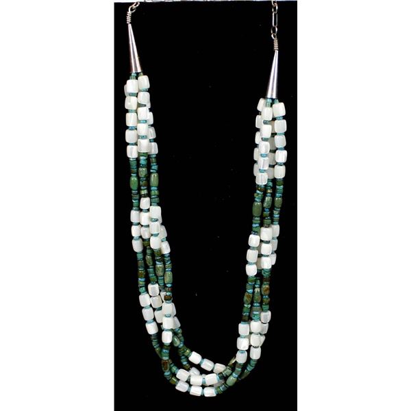Navajo Mother of Pearl & Turquoise Heishi Necklace