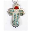 Image 2 : Sterling Inlay Chip Turquoise Cross Necklace
