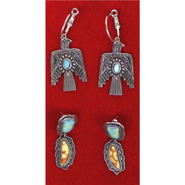 2 Pair Southwest Pieced Earrings