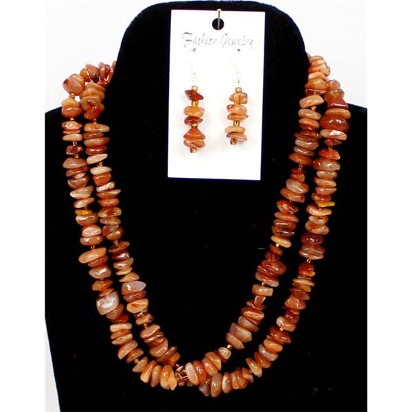 Unique Agate & Copper Necklace/Choker & Earrings