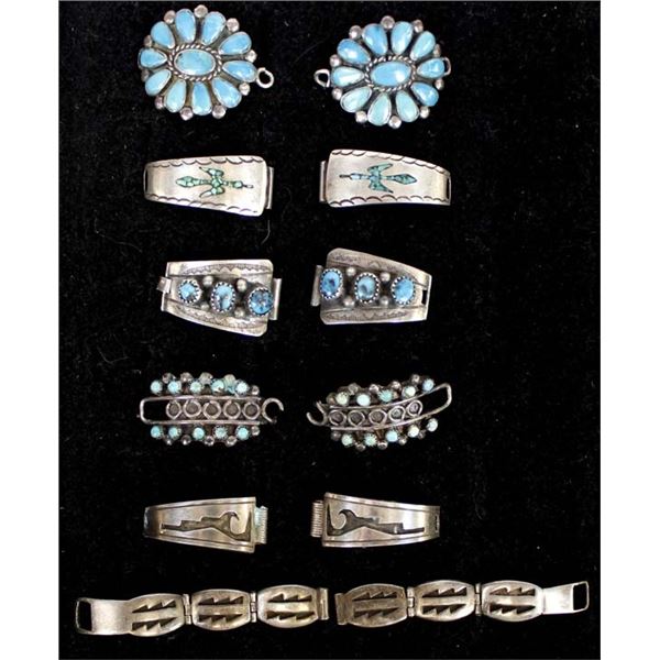 6 Pairs Zuni & Navajo SS Ladies Watch Band Tips