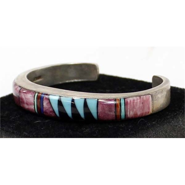 Navajo Sterling Inlay Bracelet by Garrison Boyd