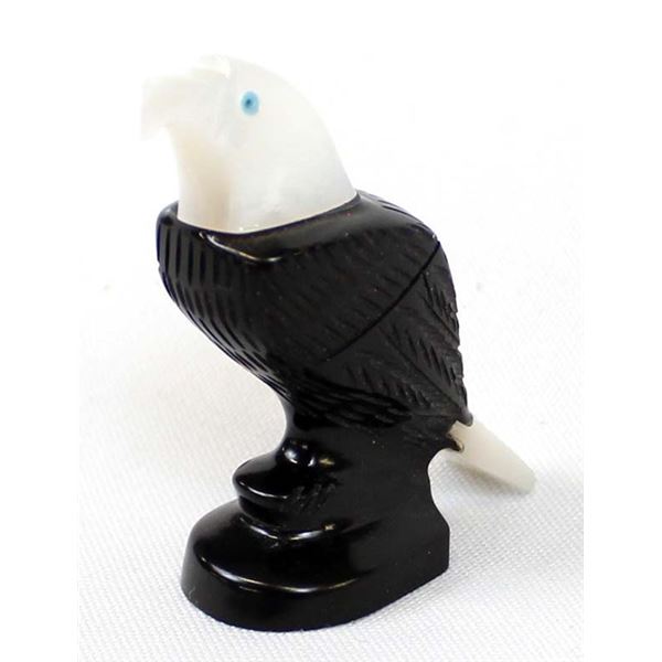 Navajo Jet & Mother of Pearl Eagle Fetish, Yazzie