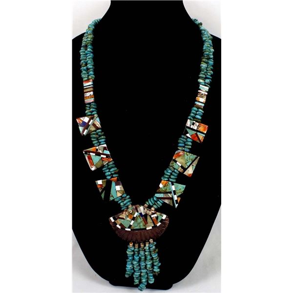 Santo Domingo Overlay Shell & Turquoise Necklace