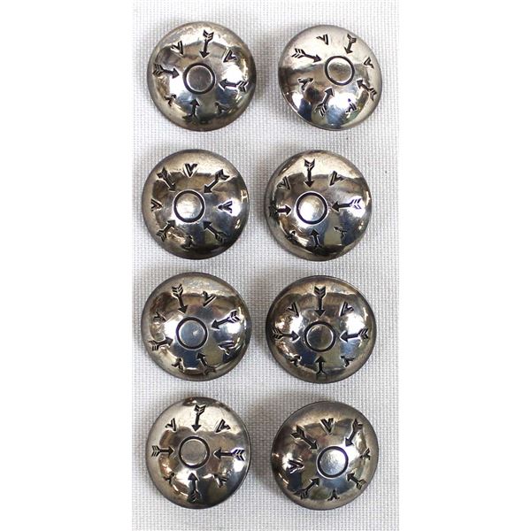 8 Navajo Sterling Silver Buttons with Arrow Design