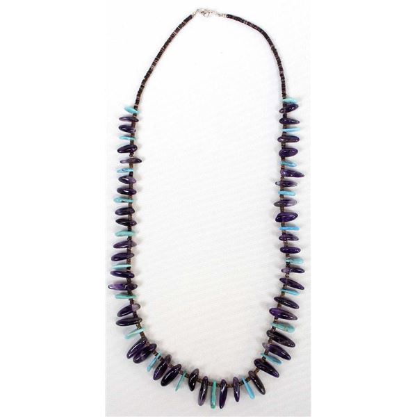 Santo Domingo Amethyst Turquoise & Heishi Necklace