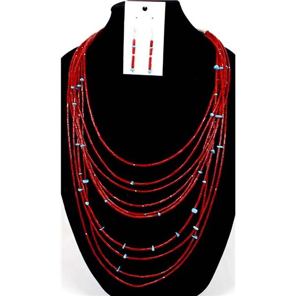 Mediteranean Coral & Turqouise Necklace & Earrings