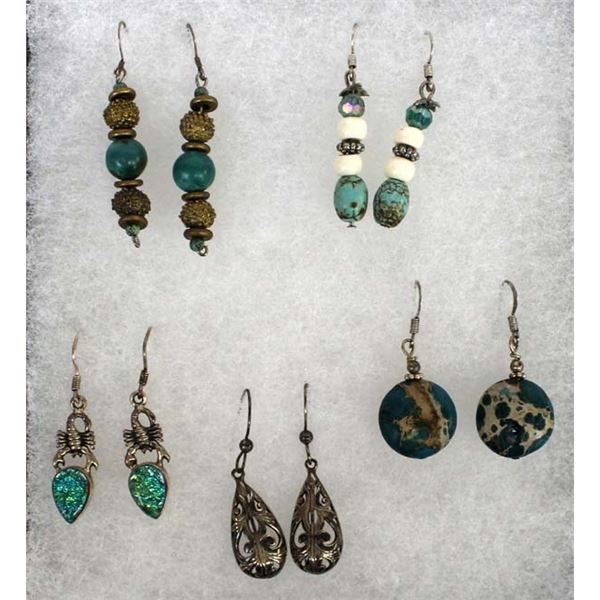 5 Pair Southwest Pierced Earrings Some SSilver