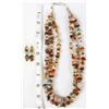Image 8 : 3 Strand Multi-Agate & Stone Necklace & Earrings