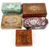 Image 1 : Collection of 5 Carved Wood Trinket Boxes